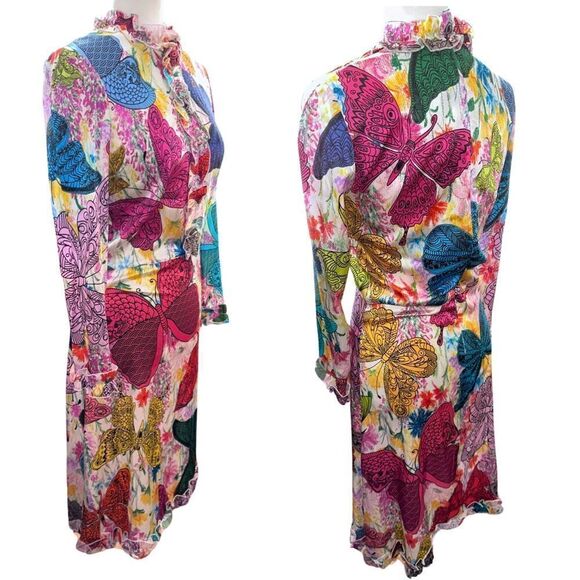 NWTs ULTRA’CHIC Silk Butterfly Dress Size 40 - Picture 1 of 10